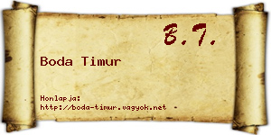 Boda Timur névjegykártya